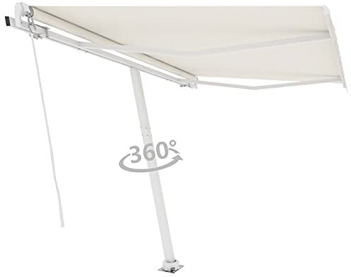 Brokky 3069517 Tenda da Sole Manuale Autoportante Manuale 350x250 cm Crema-Tenda da Sole per Esterno Avvolgibile,Tenda da Sole a Bracci Estensibili con Telaio in Alluminio, Tettuccio Resistente al Sol