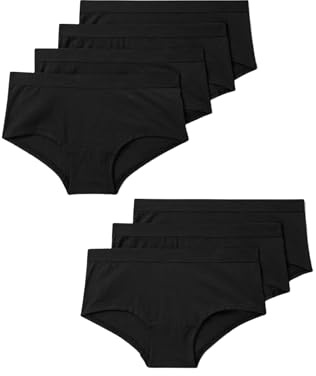 Marks & Spencer Lot de 7 shortys en Coton Extensible (du 5 au 16 Ans) Noir 11-12 Ans
