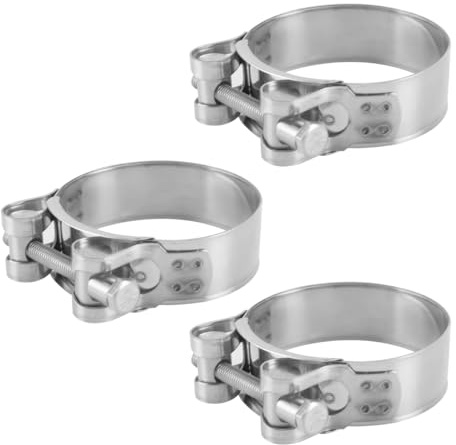 Gorise 3 Pcs Stainless Steel Joint Bolt Clamp Exhaust Motorcycle Clamps Jaw Clamps Exhaust Pipe Clamp 48-51 Mm Band Width 22mm