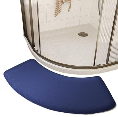 NihaoWXM Curved Bath Mat Curved Bathroom Door Mat Shower Room Absorbent Mat Thickened Toilet Bathroom Foot Mat for Circular Shower(Blue)