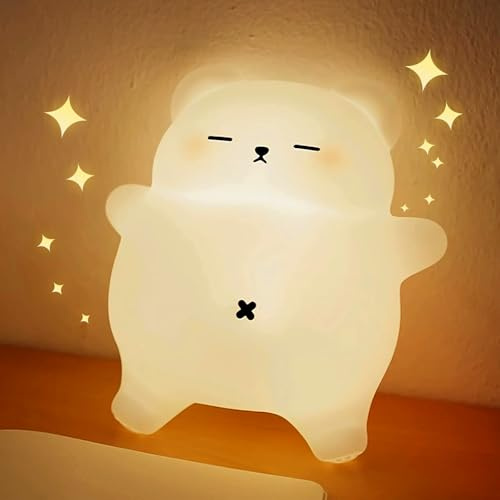 MQFORU Childrens Night Lights for Bedroom 3 Color Changing Children Bedside Lamp Portable Rechargeable Touch Dimmable Baby Silicone Cute Night Light Lamp for Boys Girls