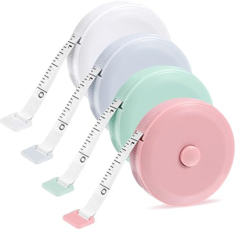 4 Stück Massband Körper 200cm Measuring Tape Einziehbares Maßband Körper Schneidermaßband Weiches Körpermaßband für Körpermessung, Messen von Länge, Brust, Taille, Nähen von Kleidung, Handarbeiten