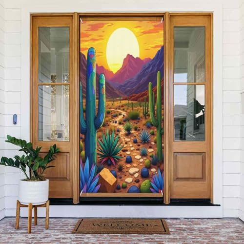 Decorazione per porta con stampa di cactus color foglia di tè n. 185, decorazione per interni ed esterni, primavera, estate, autunno, inverno, Halloween, Natale, decorazioni per la casa