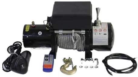 Cabrestante eléctrico montado en coche, 12V, 24V, 2721kg, 2kW, 6 m/min, cabrestante electrónico for vehículo todoterreno, freno electromagnético(24V)