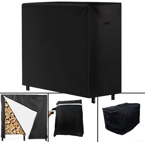 Floweringbeter Waterproof Lumber Log Rack Cover 4ft, Made of Heavy Duty 210D Oxford Cloth and PVC, Featuring Dual Ventilation Air Vents and Reinforced Handles for Outdoor Firewood Storage
