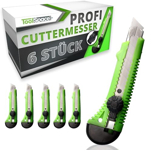 ToolSpace Cuttermesser 6 Stück Abbrechklinge 18 mm Teppichmesser 7 Segment