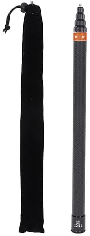 Perche à Selfie Compacte et Portable, Bâton à Selfie 3M Fibre de Carbone | Perche à Selfie, Panoramique Télescopique pour Caméra de Sport, Insta360 X3/X5/ONE RS/GO 2 (Noir + attaches dorées)