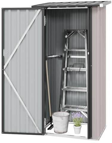 Aoxun Cobertizo de metal de 3 x 2.1 pies con puertas con cerradura, herramienta de utilidad de acero, pequeños cobertizos y almacenamiento al aire libre para patio, jardín, patio trasero y césped
