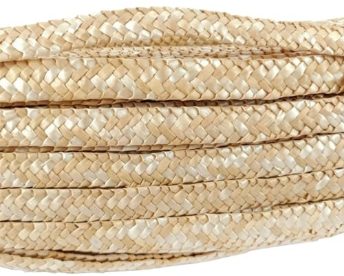 Tolospace Cuerda trenzada de paja de trigo natural de 50 metros, 11 mm de ancho, hecha a mano, de ratán, sombrero, paja, trenza de paja, cinta para hacer sombreros y cestas