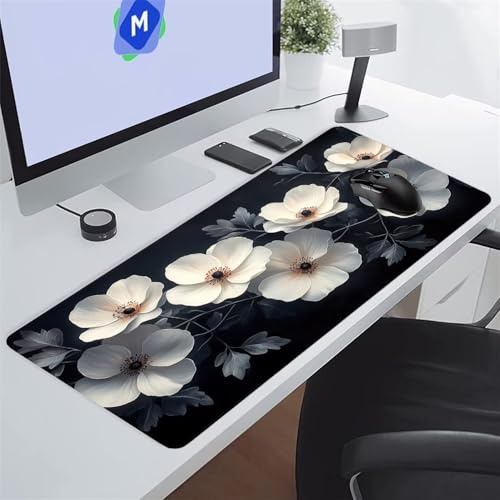 Tappetino Mouse XXL Gaming 1200x600x3 mm Fiori Beige Tappetino per Mouse Grande Cuscinetto per Tastiera Grande da Scrivania Gaming Mousepad Lavabile per Ufficio e casa