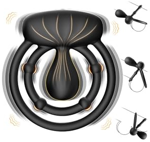 Cacuola Penisring Vibrator mit 360° Verstellbar Klitorisstimulation | Verzögerter Doppel Penis Ring, Sex Spielzeug für die Paare Männer, Penisringe Erotisches Sexspielzeug für Paare Extrem Sex