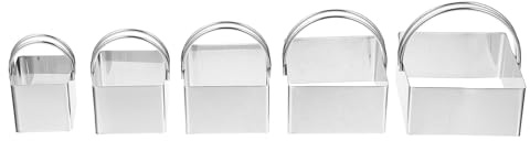 UTHCLO Set 5 Stampi da Forno in Acciaio Inossidabile, Tagliabiscotti Quadrati Manico, Forme per Dolci per Cucina Domestica e Pasticceria Professionale