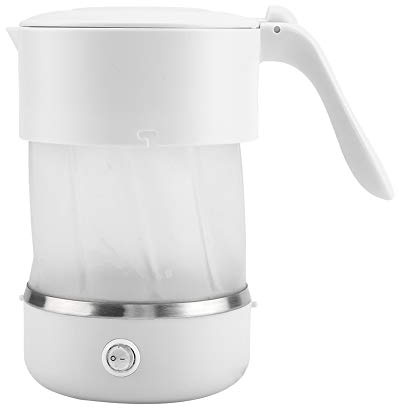 Nikou Bollitore elettrico pieghevole da 1 l, mini bollitore da viaggio in silicone, portatile, per campeggio e escursionismo (bianco)