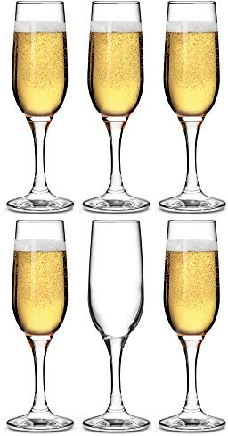 bar@drinkstuff Essence Champagne Flutes 7.7oz / 220ml - Pack of 6 - Gift Boxed Champagne Glasses, Prosecco Glasses