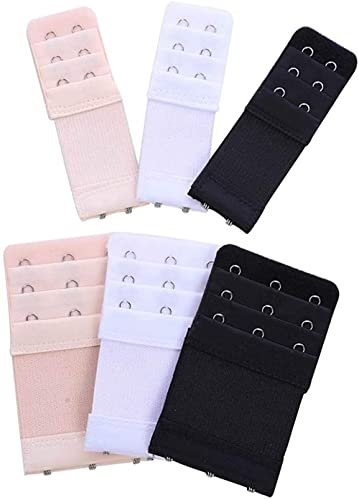 Stadux Bra Extenders, Soft Stretchy Strap Extender Extension Comfortable, 2&3 Hooks 3 Rows (Pack of 6)