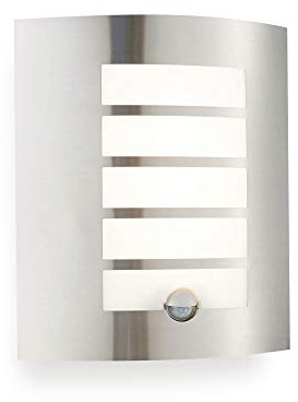 BIANCO PIR Lights Outdoor - Curved Design Outside Lights Mains Powered - Integrated 7W SMD LED Security Lights With Motion Sensor Mains Powered - IP44 Weatherproof Wall Lights, Warm White Colour