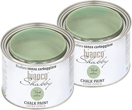 CHALK PAINT Verde Salvia Pittura Shabby Chic Vintage per Mobili e Pareti EXTRA OPACO (2 x 500 ml)