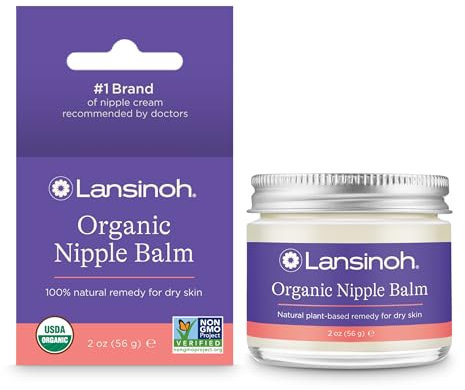 Lansinoh BIO Brustwarzensalbe, USDA zertifiziert, sicher für Mama und Baby mit Kokosöl und Arganöl, 56 g
