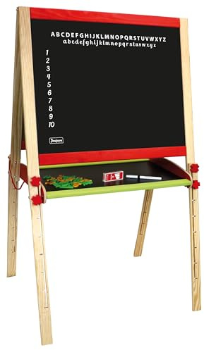 JeuJura - 8762 - Grand Tableau Multifonctions Réglable - Multifonctions Avec Accessoires - Ecrire - Dessiner - Ardoise Magnétique et à craie - A partir de 3 ans, Blanche
