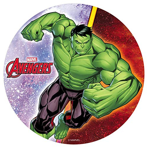 Dekora, Avengers Hulk, Disque Azyme Comestible, Décoration de Gâteaux d'Anniversaire pour Enfants, Rond 20 CM