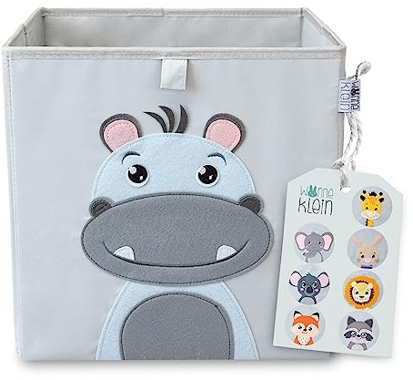 wonneklein Aufbewahrungsbox Kinder für Kallax Regal I Einsatz Kinderregal I Faltbox 33x33x33 Kinderzimmer I Boxen Spielzeug Aufbewahrung I Spielzeugkiste Hansi Hippo