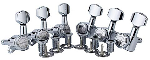 Guyker Guitar Locking Tuners (6 for Left) - 1:18 Lock String Tuning Key Pegs Machine Head with Hexagonal Handle Replacement for ST TL SG LP Style Electric, Folk or Acoustic Guitars - Chrome