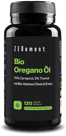 Olio di Origano, Standardizzato all’80% di Carvacrolo e al 2% di Timolo – Con Olio Extra Vergine di Oliva per un Migliore Assorbimento – 120 Capsule Softgel – Zenement