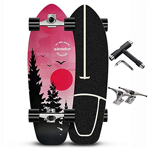 Surf Dance Skateboard Komplette Cruiser Board Drop-Through Freeride, 75x24cm Komplettboard Mit ABEC-11, Waveboard Für Anfänger Kinder Jugendliche, 8 Lagen Maple Ahorn, Mit All-In-One T-Tool,A