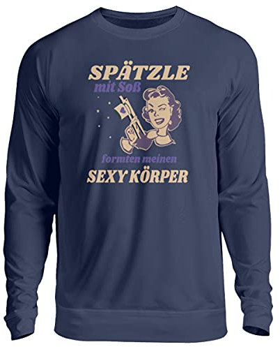 Spätzle avec sauce – Proverbes souabes – Cadeaux de souabe – Pull unisexe, New French Navy, XXL