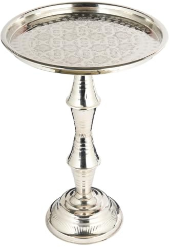Orientalischer Beistelltisch Fasla modern aus Messing in Silber 50 cm