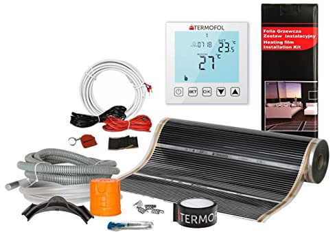 Termofol Elektrische Fußbodenheizung Heizfolie 230V - mit Thermostat H1 - Leistung 140 W/m2 - Oberfläche 3m² - Fussbodenheizung Elektrisch Komplettset fur Fußboden-, Wand- oder Deckenheizung