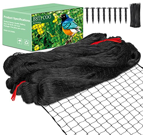 BSTPCOO Bird Net 25'x50' Bird Netting for Chicken Coop Roof, Nylon 3/4 Mesh Poultry Netting Garden Nettings for Fruits Trees Plant, Aviary Nettings Deer Fence Trellis Net