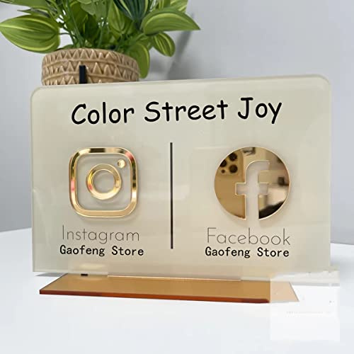 Benutzerdefinierte 3D Doppel Business Social Media Zeichen Personalisierte Venmo Instagram Facebook QR Code Zeichen Scan to Pay Salon Beauty Zeichen Friseure Kosmetikerin Acryl Media Zeichen
