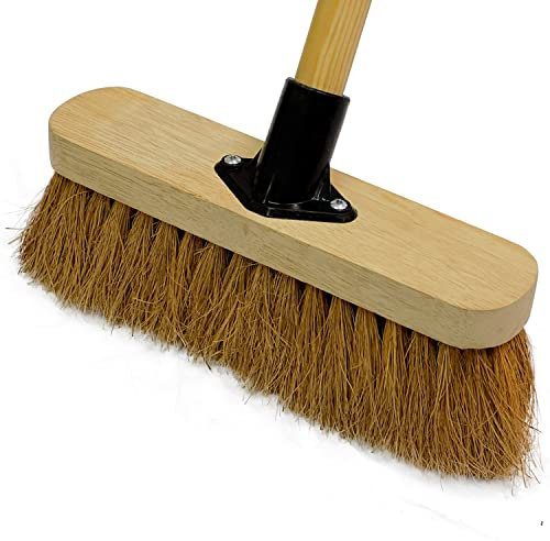 LSC 10” Broom Indoor Outdoor Soft Broom Sweeping Brush with Wooden Handle Natural Coco Bristles Indoor Floor Brush with Dense Soft Bristles Brooms for Room (PACK OF 1)