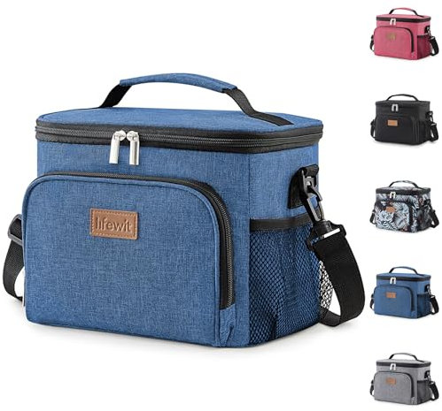 Lifewit Isolierte Kühltasche, Wiederverwendbare Lunchtasche, Tragbare Kühlbox, Tragetasche, auslaufsicher, mit verstellbarem Schulterriemen für Erwachsene für Arbeit/Picknick, Dunkelblau 9L, 12 Can