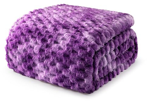 Exclusivo Mezcla Kuscheldecke Fleece Decke, Flauschige Sofadecke 220 x 240 cm, Jacquard-Überwurfdecke Wohndecke Tagesdecke, Warm und Leicht für Ganzjahreszeit, Lila