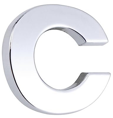 VICASKY Adesivo 3d Alfabeto Metallico Per Auto, Lettera c Argentata, Adesivo Emblema Auto Fai Da Te, Facile Applicazione e Rimozione, Per Superfici Lisce e Pulite