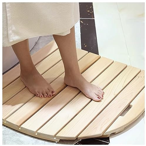 Badematten Badteppich Badezimmerteppich Holz Badematte Für Innerhalb Außen Dusche Groß Spa Saunamatte Mit Griff, Anti-Rutsch Badezimmer Wanne Strand Pool Matten ( Color : Fan , Size : 27.5x27.5inch/70