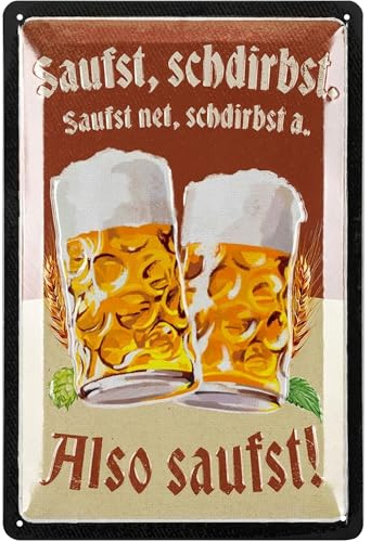 LANOLU Retro Blechschild Bier - lustige Schilder mit Sprüchen Bar Dekoration für Partykeller, Kneipen Bardeko für Stammtisch, Geschenkidee für Papa zum Vatertag, vintage Metallschild 20x30cm