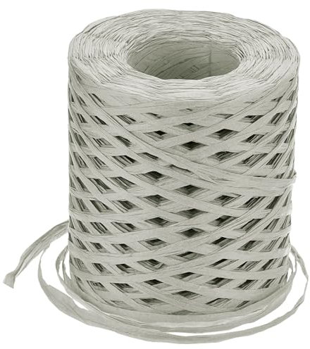 QUARKZMAN Cinta de Artesanía de Papel de Rafia 1/4 Pulgada 218 Yardas Cordel de Rafia para Envolver Navidad Regalos Manualidades DIY Gris
