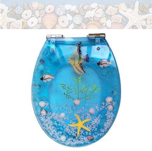 0XBIT Sedile WC, Copriwater Universali O/U/V Forma Universale Copri Water Tavolette Coperchio Water, Muto Tavoletta WC Bagno in Resina Antibatterico