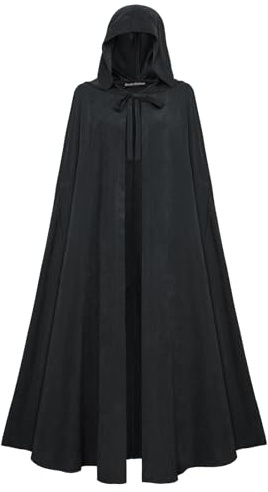Scarlet Darkness Renässans mantel med huva halloween kostym svart