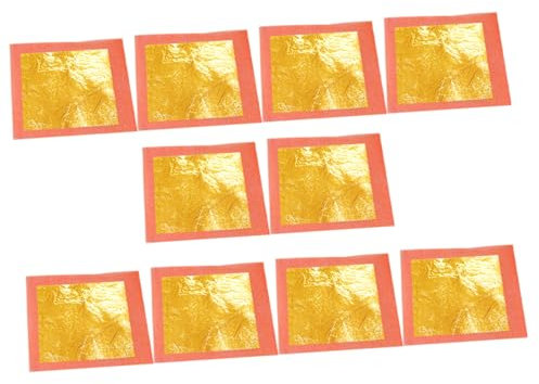 PHENOFICE 10 Blatt Goldfolienflocken Für Basteln Metallische Folienflocken Blattgold-Set Für Handarbeiten Und Möbeldekoration