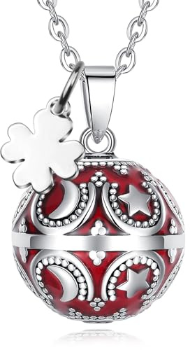 CELESTIA Bola Grossesse Collier Bola de Grossesse Lune et Etoile Trèfle Pendentif avec Chaîne, Cadeau Femme Enceinte Fête Prénatale