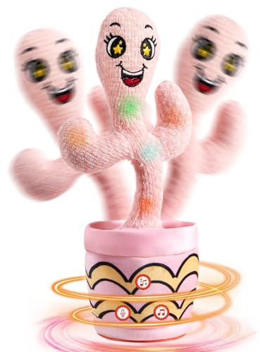 Dancing Cactus Baby Toys 6 to 12 Months, Dancing Cactus Mimicking Sing Talking Musical Toy Repeats What You Say, Talking with LED 120 Pcs Songs, Baby Toys 12-18 Month Boys Girls