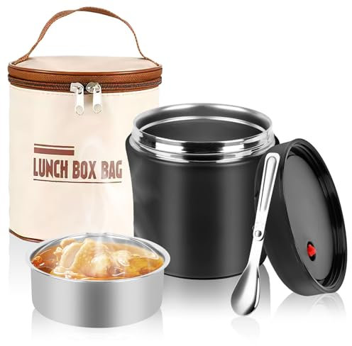 NZZVNZ Porta Pranzo Termico 1200ML, Thermos per Alimenti 304 Acciaio Inossidabile, Portapranzo Termico per Alimenti con Cucchiaio Pieghevole, Contenitore Termico Per Alimenti per Lavoro Scuola Picnic