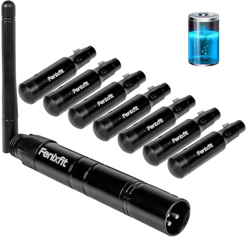 FENIXFIT - Trasmettitore Ricevitore Wireless DMX512 Ricaricabile DMX Wireless 1 Trasmettitore & 7 Ricevitori Batteria Integrata Gamma di Trasmissione Lunga Controller Luce Wireless DMX per