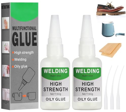Flintronic 2 stycken svetsning oljigt lim, 50 g kraftfullt universallim, svetsning höghållfast oljelim, universellt vattentätt superlim, superlim, för plast, metall, keramik, läder, harts