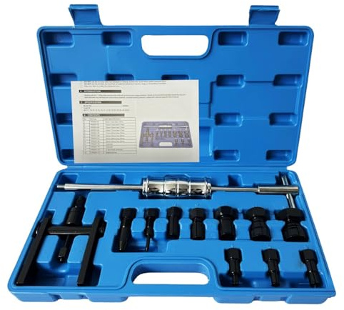 VEHIRETL 12pcs Blind Hole Bearing Puller Set for Motorcycle Bicycle 8-32MM | Internal Bearing Extractor Puller Kit Wheel Bearing Removal Tool Slide Hammer Pilot Insert Inner Collet Bearing Puller Tool