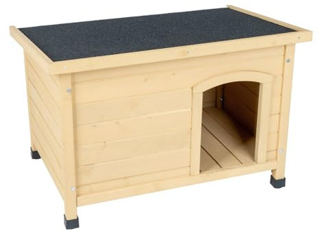 Hundehütte Mattes, geräumiges Hundehaus aus lasiertem Fichtenholz, in der Farbe naturbraun, Hundehöhle, XL